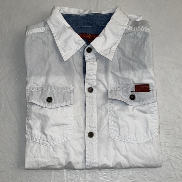7 for all Mankind white roll sleeve button down shirt - Picture 1 of 9